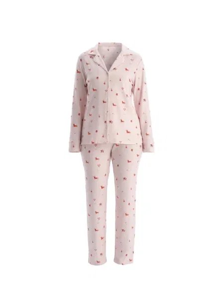 Dagi Pijama roz pastel / roșu alb