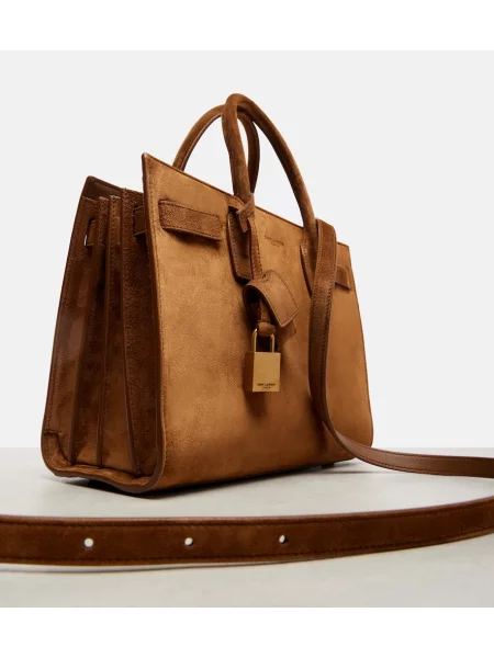Geantă Saint Laurent din piele de căprioară maro