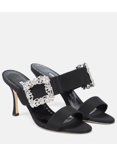 Sandale Manolo Blahnik din satin negru