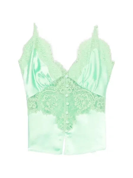 Top Self-portrait din dantelă verde