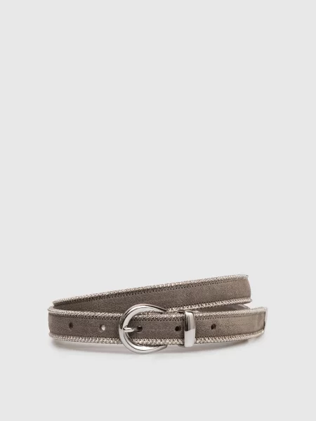 Замшевий з ланцюжком моніль Peserico сірий