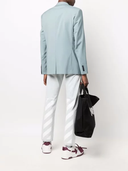 Dryžuotos raštuotos džinsai Off-white balta