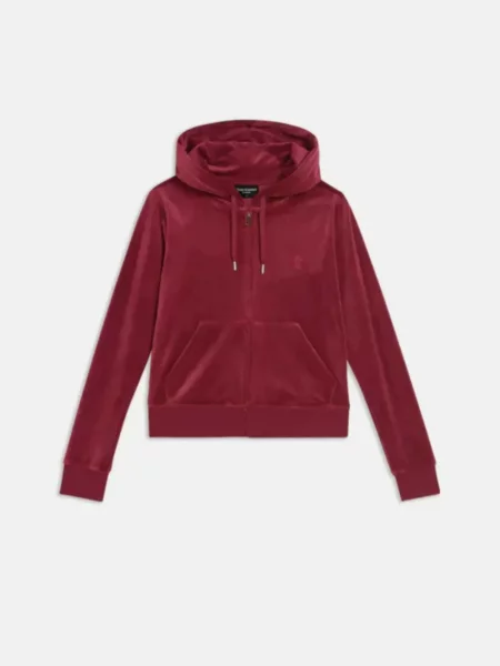 Hanorac cu glugă Juicy Couture din velur roșu