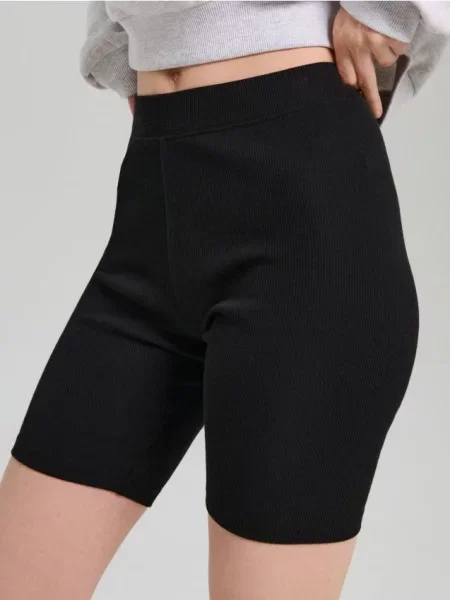 Трикотажні велосипедки в рубчик з бавовною чорний