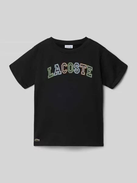 T-shirt o kroju regular fit z czystej bawełny Lacoste czarna