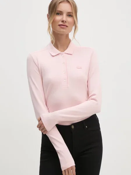 Lacoste Koszulka Polo Slim Fit Z Elastycznego Piqué różowa