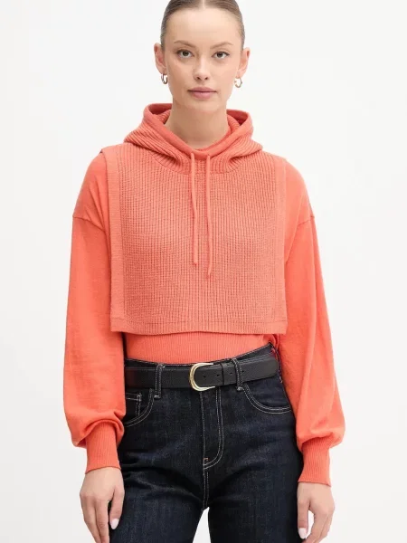 Czapka United Colors Of Benetton z kapturem pomarańczowa