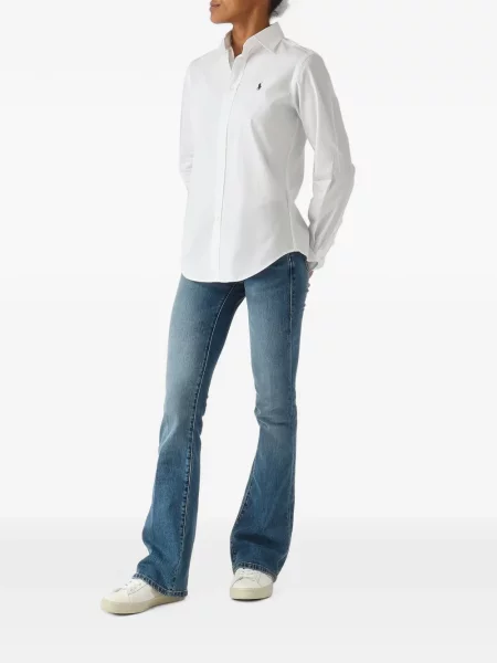 Πουκάμισο Polo Ralph Lauren με κέντημα από ζέρσεϋ μπλε