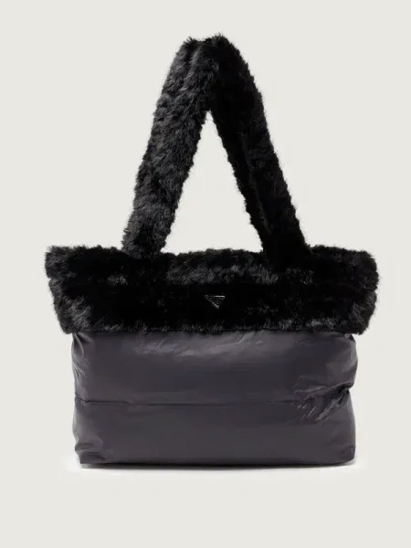 GUESS Geantă shopper SVEVA | shearling negru