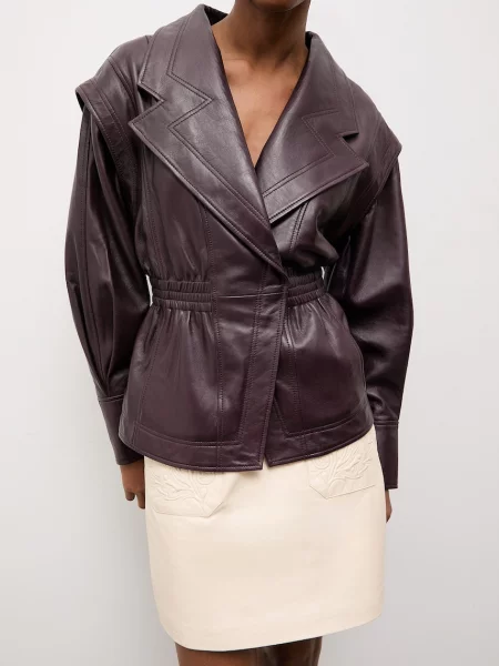 Answear.LAB kurtka skórzana NOOR z kolekcji Unscripted bordowa