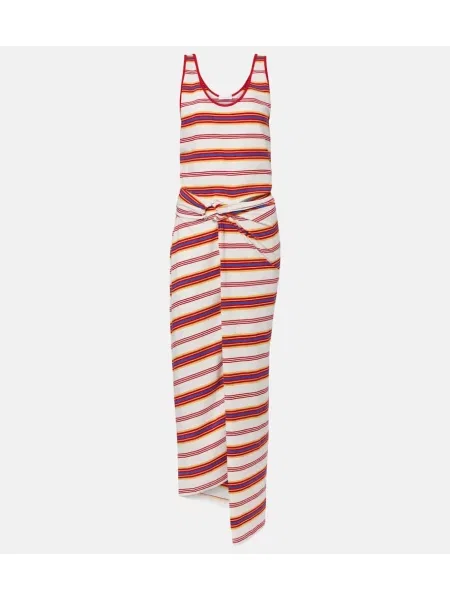 Rochie maxi Rabanne cu dungi din jerseu de costum