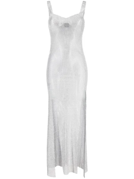 Rochie maxi Santa Brands fără mâneci de costum argintiu