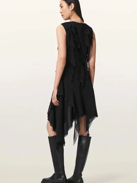 AllSaints asymetrické šaty ANGIE DRESS čierna