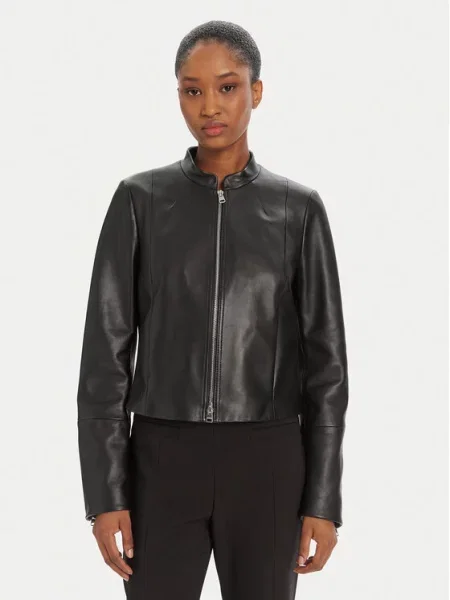 HUGO Usnjena jakna Lasari črna