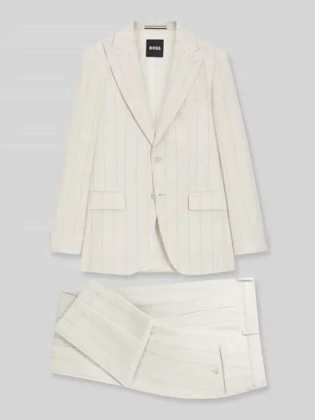 Garnitur o kroju slim fit z mieszanki bawełny i wełny model Boss beżowy