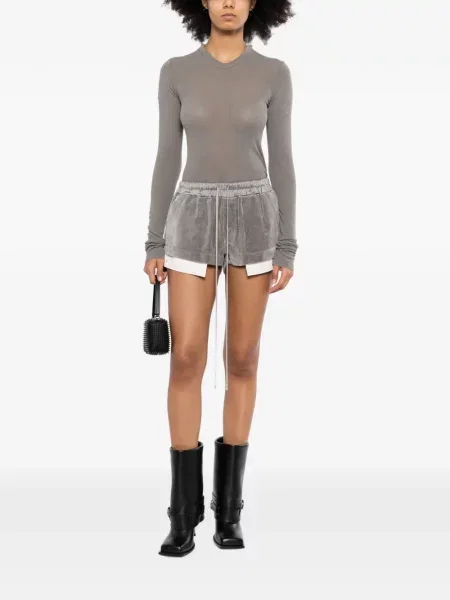 Decupat tricou Rick Owens cu glugă gri
