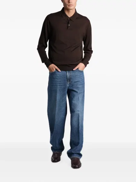 Lung tricou polo Ballantyne maro
