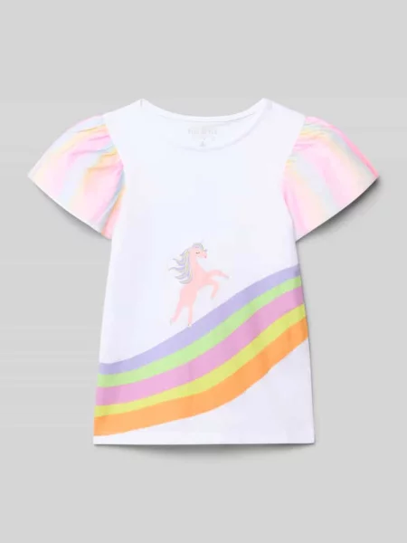 T-shirt z okrągłym dekoltem i nadrukiem z motywem Blue Seven biała