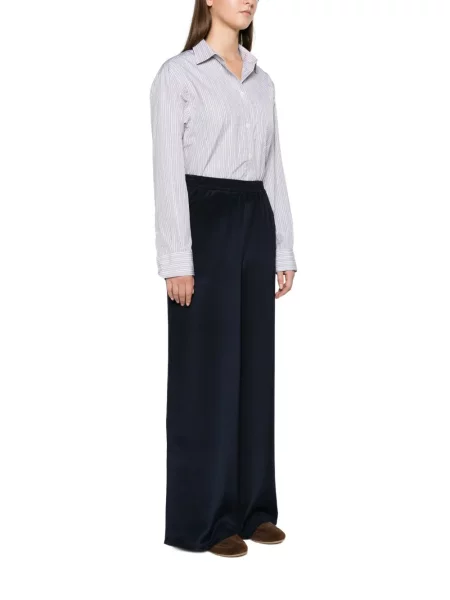 Pantaloni Max Mara de mătase albastru