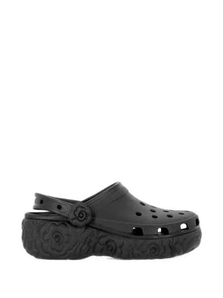 Papuci tip mules Crocs cu model floral cu platformă clasici negru