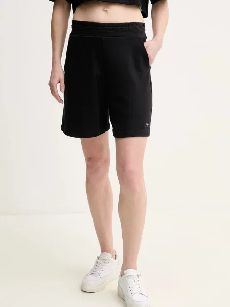 Calvin Klein Jeans szorty gładkie medium waist czarny