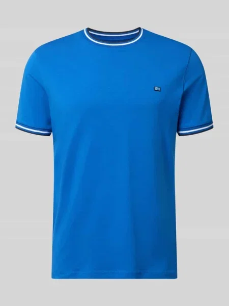 T-shirt z paskami w kontrastowym kolorze i okrągłym dekoltem Christian Berg Men niebieska