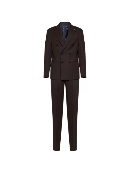 Costum D4.0 de lână cu două rânduri de nasturi maro