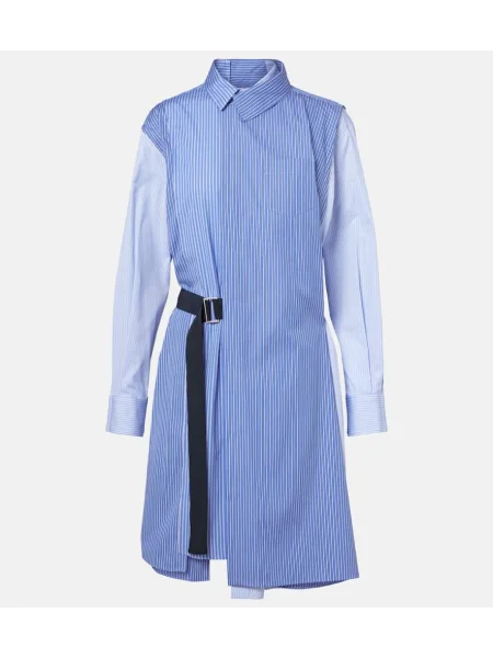 Rochie tip cămașă Sacai din poplin de costum albastru