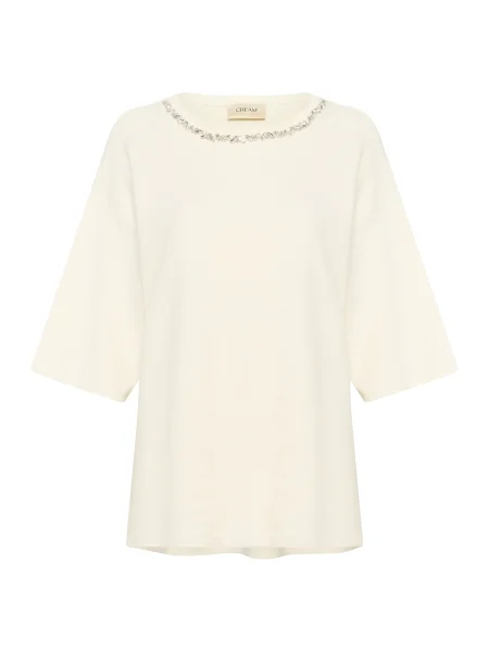 Cream Pulover transparent / coajă de ou alb