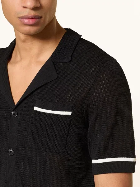 Drykorn Pletená Košile Flaviro Relaxed Fit černá bílá