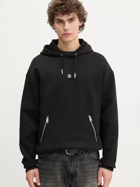 Pulover HUGO s kapuco črna