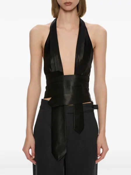 Top Christopher Esber din satin cu legături negru