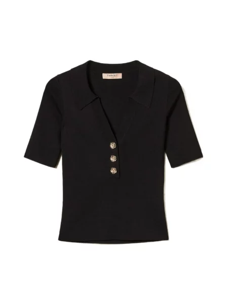 Dzianinowa koszulka Twinset retro czarna