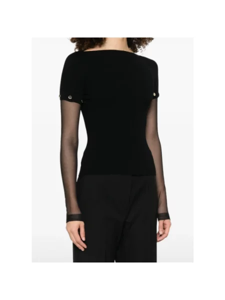 Sweter Sportmax z dekoltem w łódkę czarny