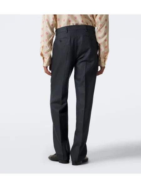 Pantaloni Dries Van Noten de lână cu model herringbone gri