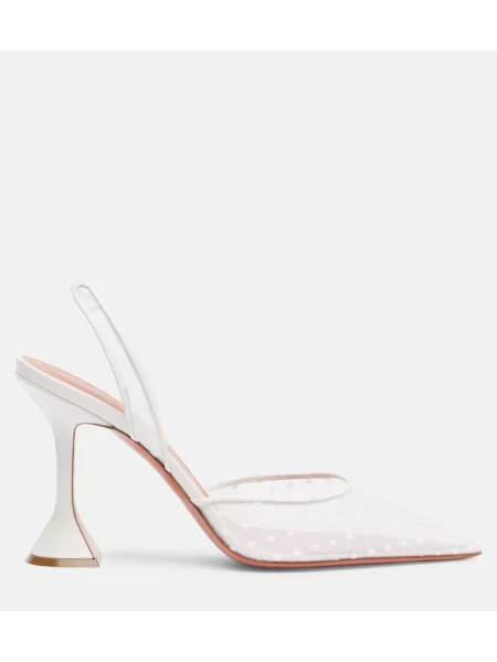 Pantofi cu toc Amina Muaddi slingback alb