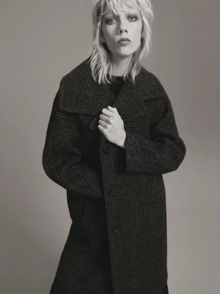 Пальто MANGO вовна/поліестер сірий