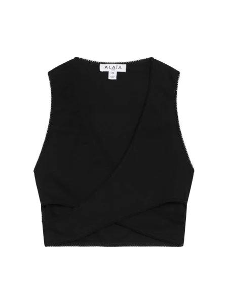 Dzianinowy top Alaïa wiązany czarny