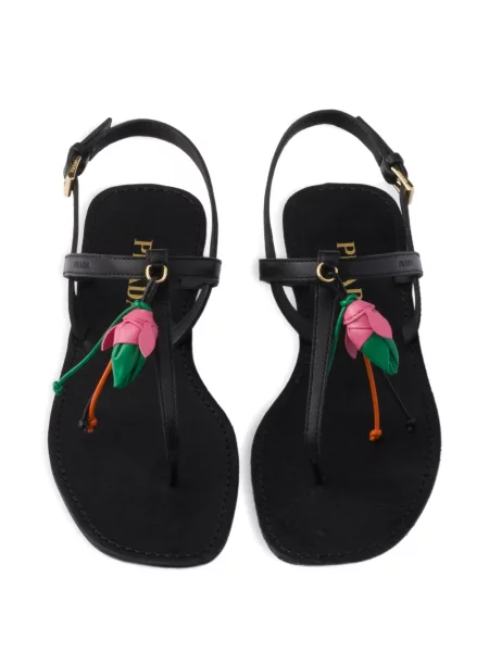 Sandale Prada din piele fără toc negru
