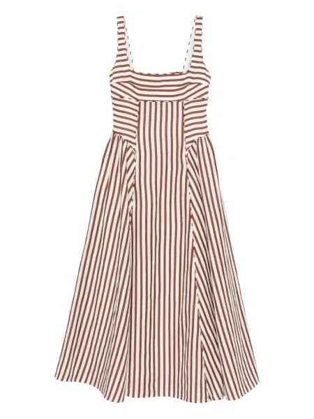 Костюм миди рокля Cult Gaia на райета до коляното бяло