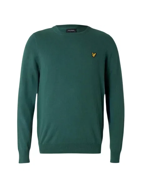 Sveter Lyle & Scott z merina s okrúhlym výstrihom zelená