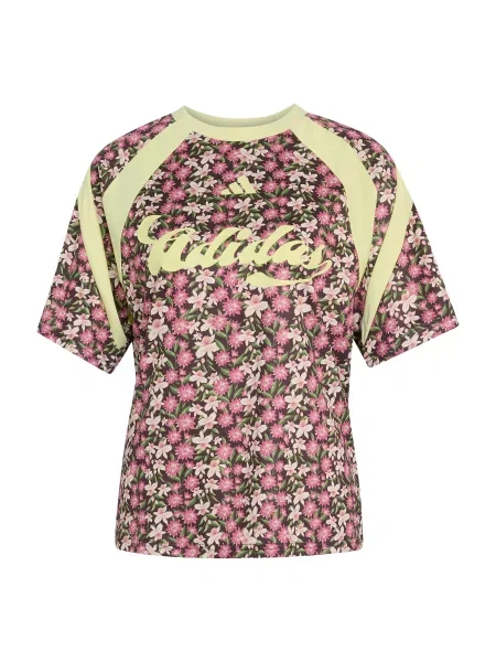 ADIDAS SPORTSWEAR Tehnička sportska majica Adidas x Farm Rio House Of Tiro tamno smeđa / pastelno / magenta / rosé zelena