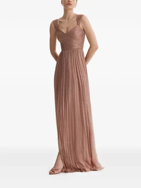 Rochie maxi Framboise cu șireturi din dantelă roz