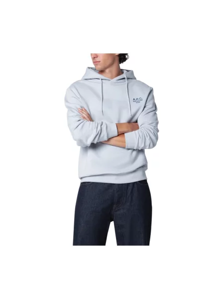 Bluza z kapturem A.p.c. z kapturem niebieska