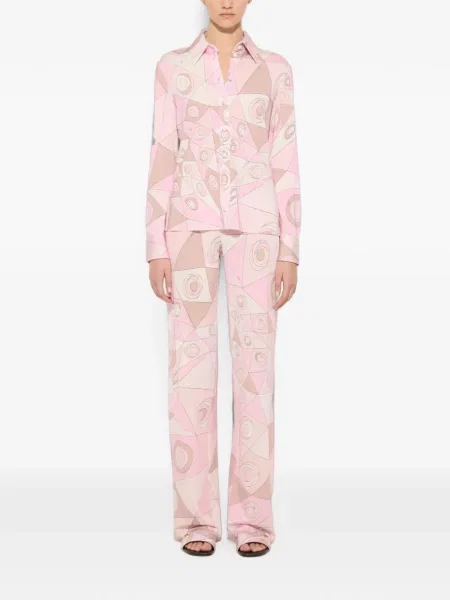 Pantaloni Pucci cu imagine din jerseu roz