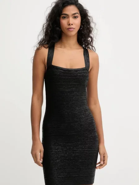 Herve Leger rochie Imani mini mulata negru