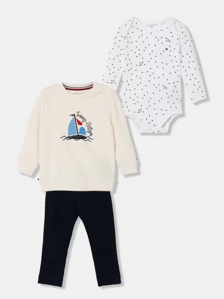 Tommy Hilfiger compleu pentru bebeluși cu alb