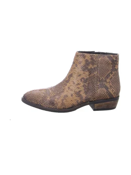 Buty do kostki Lazamani skórzane z nadrukiem w wężowy wzór brązowe