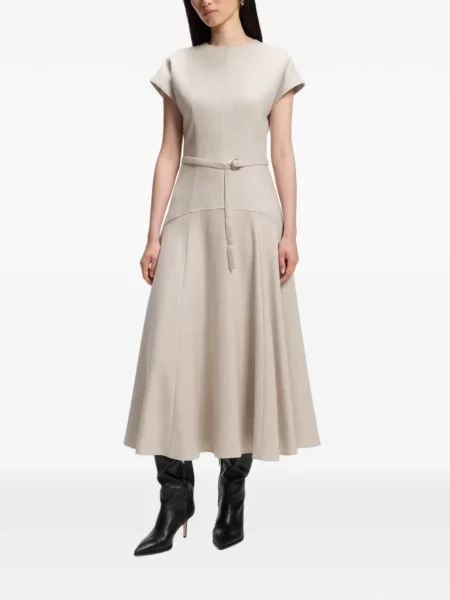 Cu centură rochie maxi Boss melange de flanelă