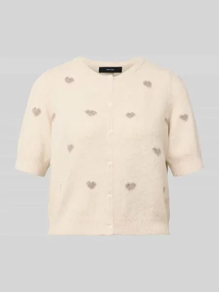 Kardigan w kroju slim fit z intarsjami model DOFFY INTARSIA' Vero Moda beżowy